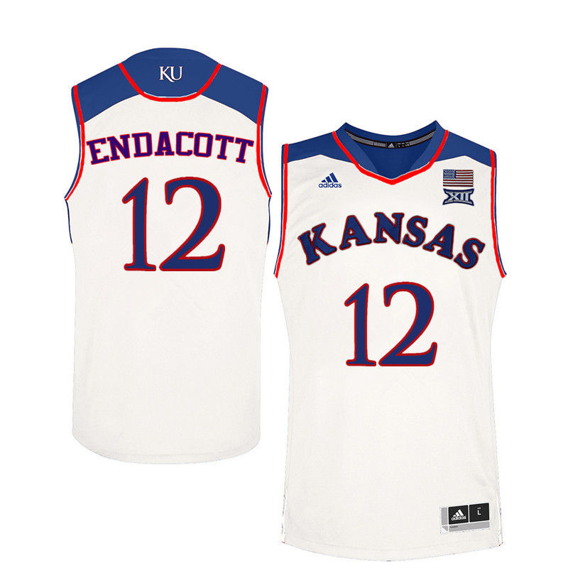 Men Kansas Jayhawks #12 Paul Endacott College Basketball Jerseys-White